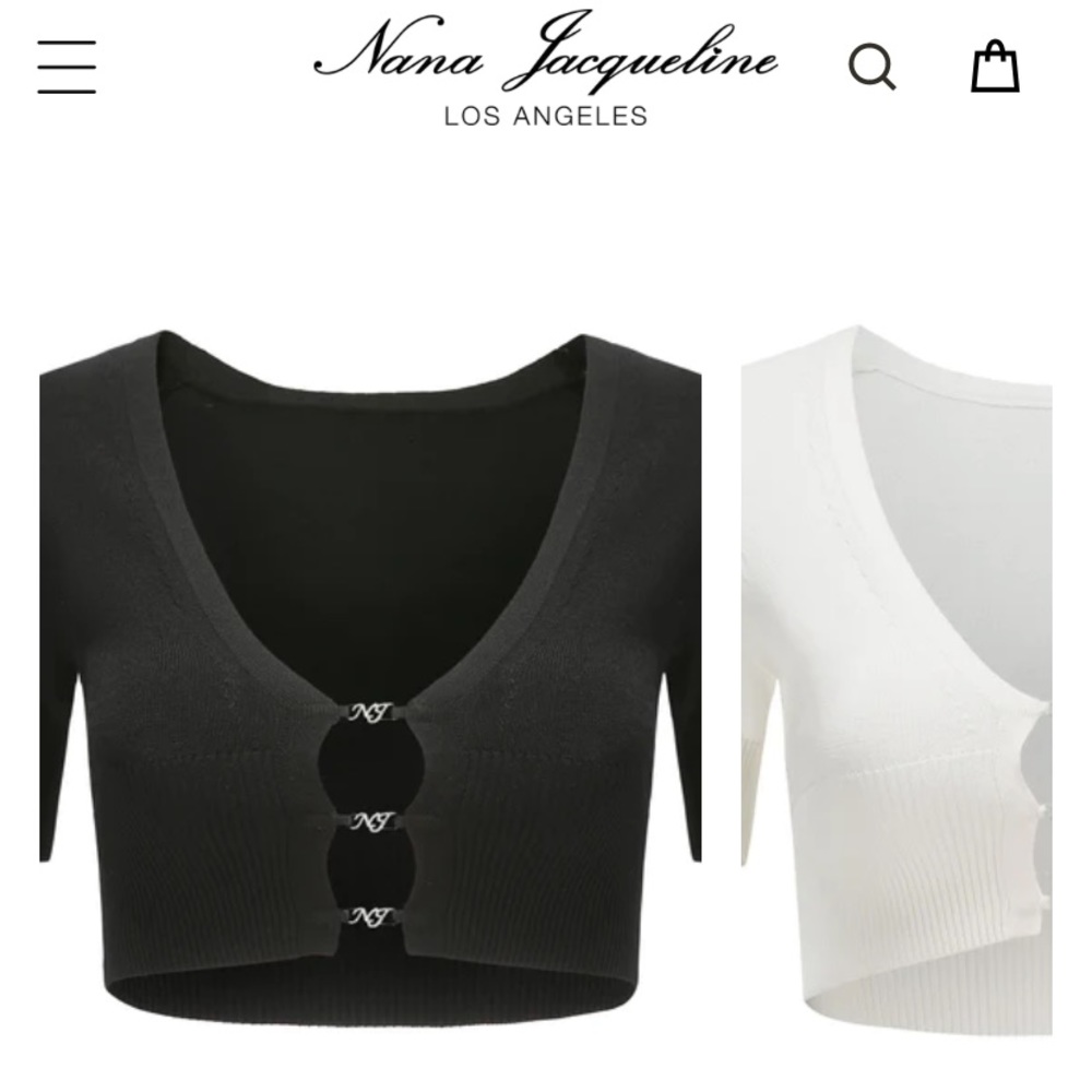 NWT Nana Jacqueline Rhinestone Crystal Diamond Polly Crop Knit Top cardigan